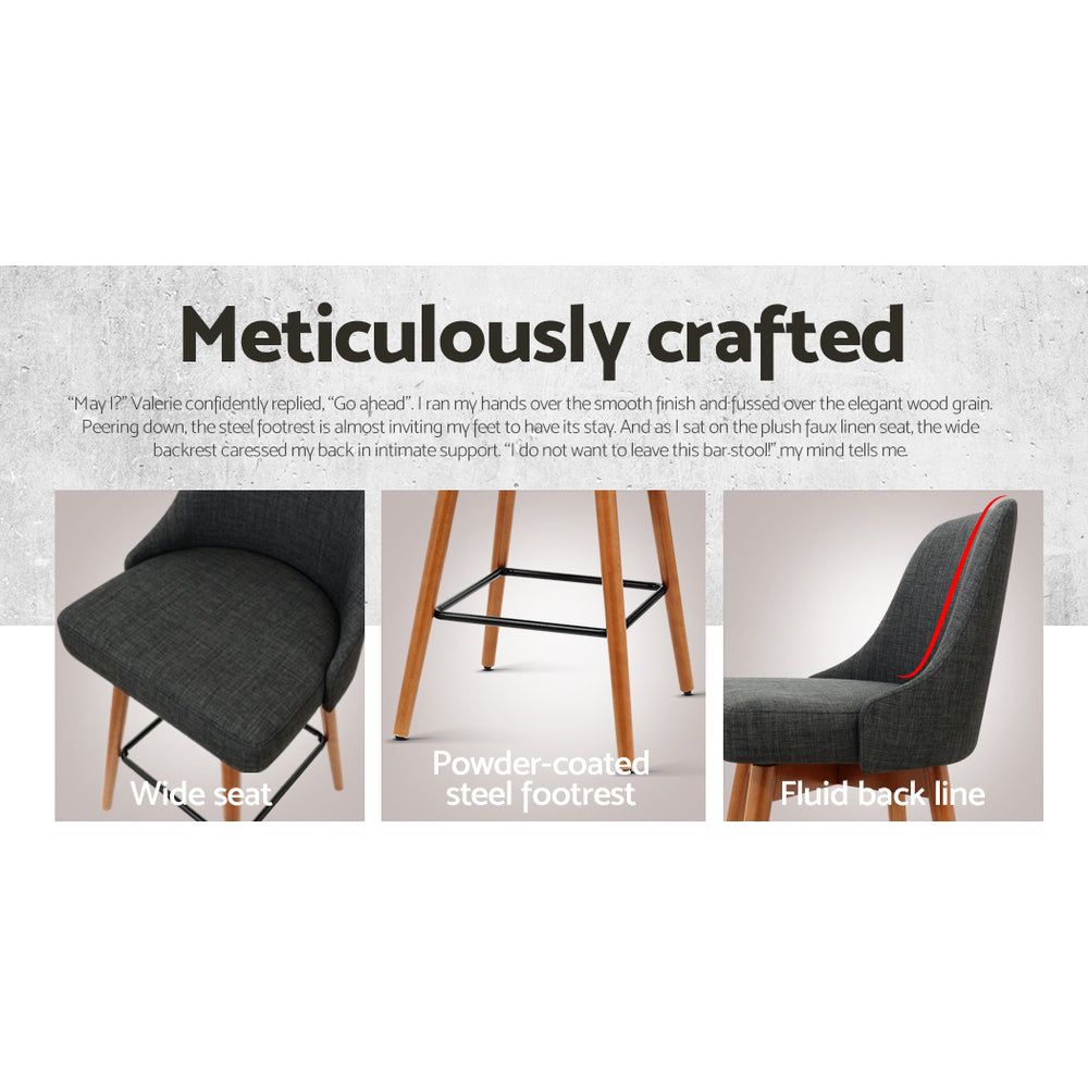 Side profile of Artiss charcoal bar stool showing plywood frame and swivel — Allure Home Collections