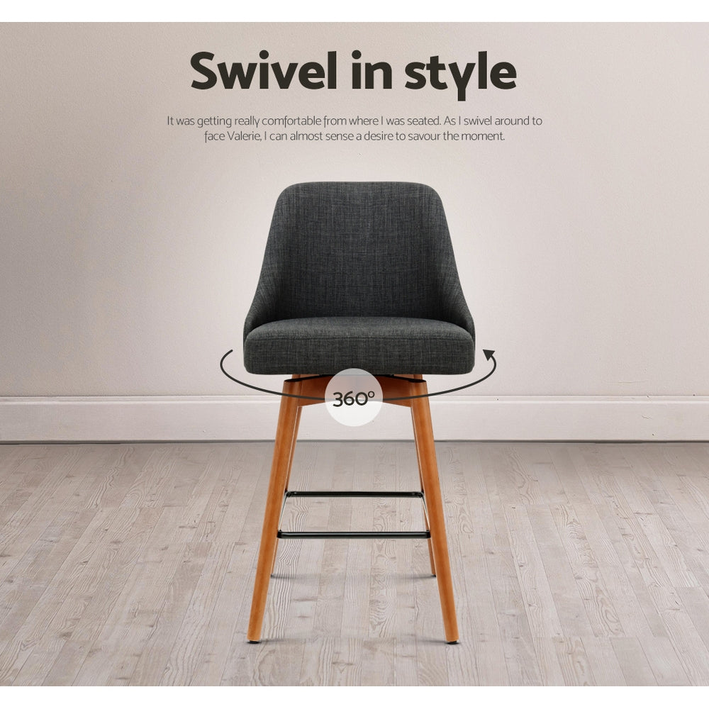 Artiss charcoal bar stool swivel base and footrest detail — Allure Home Collections