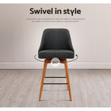 Artiss charcoal bar stool swivel base and footrest detail — Allure Home Collections