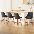 Artiss charcoal faux linen swivel bar stools set of 4 with solid plywood frame — Allure Home Collections