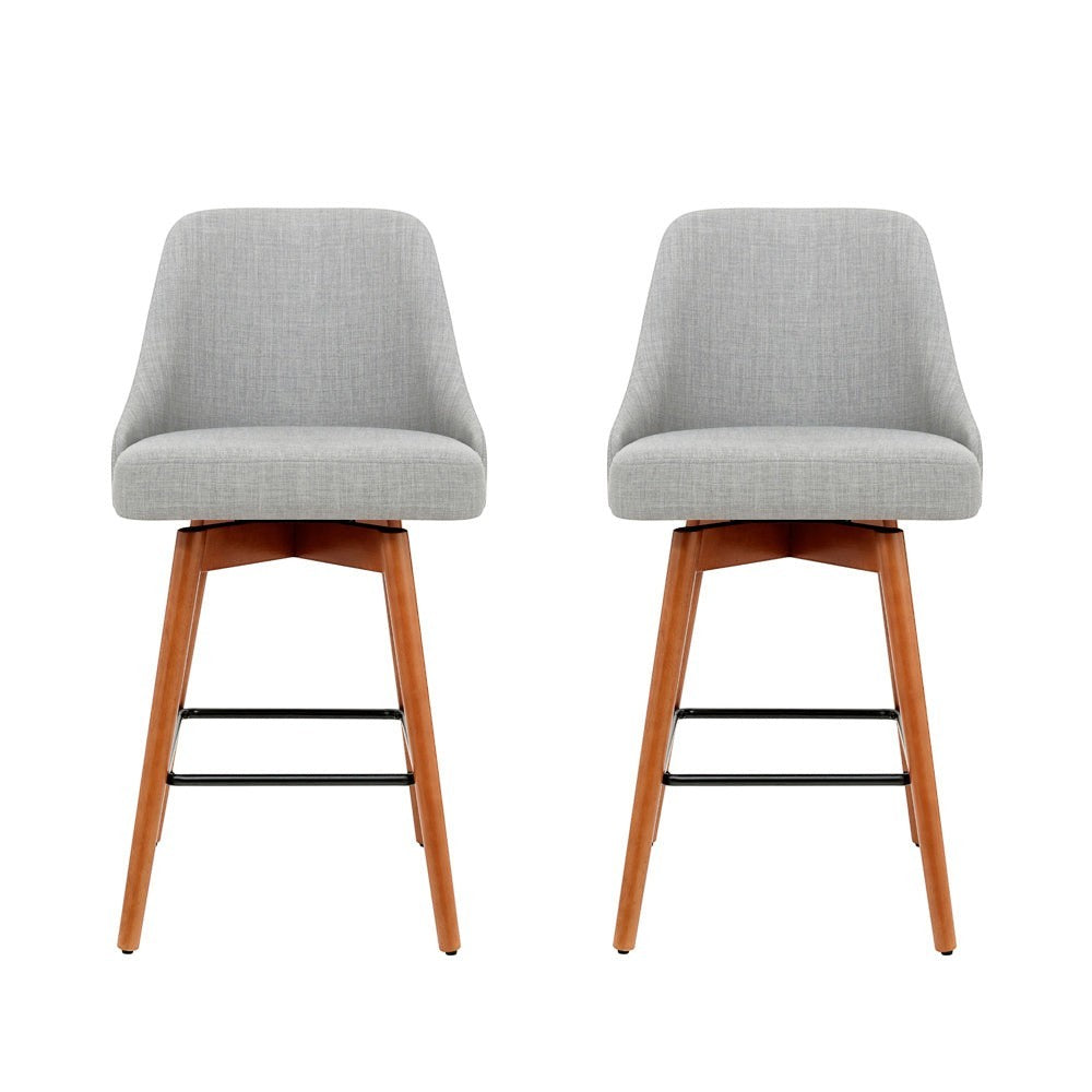 Close up of the newhaven faux linen bar stool grey seat and frame