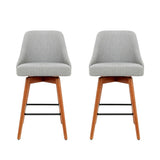Close up of the newhaven faux linen bar stool grey seat and frame