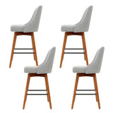 Close up of the newhaven faux linen bar stool grey seat and frame
