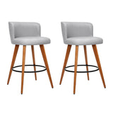 Pair of Artiss grey linen wooden bar stools in styled kitchen — Allure Home Collections