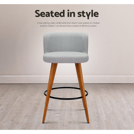 Artiss grey linen bar stool seat upholstery close-up — Allure Home Collections