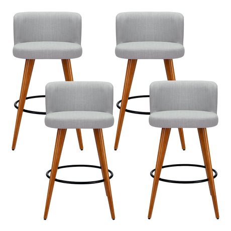 Artiss grey linen bar stool padded seat and wooden frame detail — Allure Home Collections