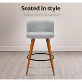 Artiss grey linen bar stool seat and backrest upholstery close-up — Allure Home Collections