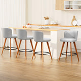 Artiss grey linen bar stool wooden leg and footrest detail — Allure Home Collections