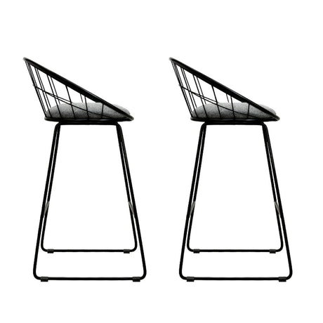Two Artiss modern black metal bar stools at kitchen counter — Allure Home Collections
