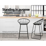 Side profile of Artiss black metal bar stool showing contemporary frame — Allure Home Collections