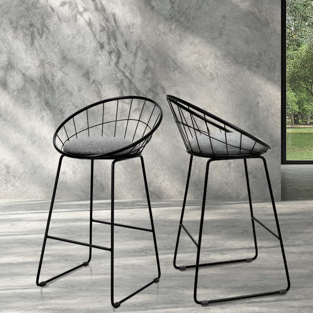 Artiss modern black padded metal bar stools set of 2 — Allure Home Collections