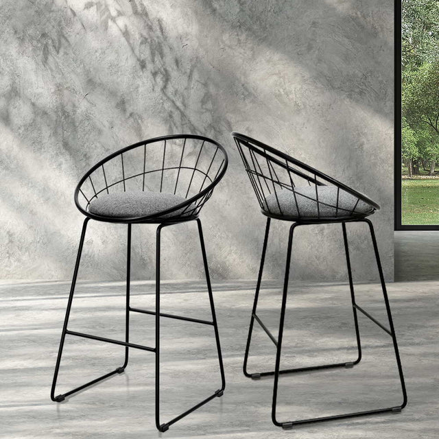 Artiss modern black padded metal bar stools set of 2 — Allure Home Collections