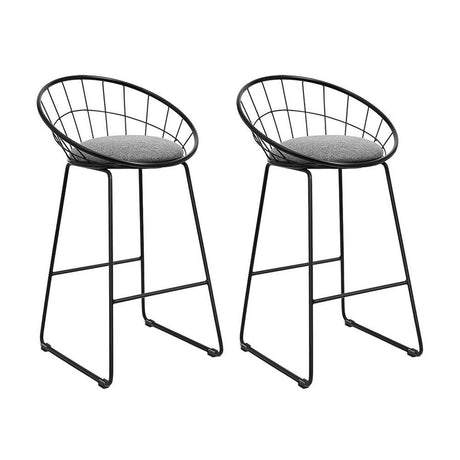 Patterson Lakes black faux linen bar stool with padded seat and steel frame at a kitchen counter