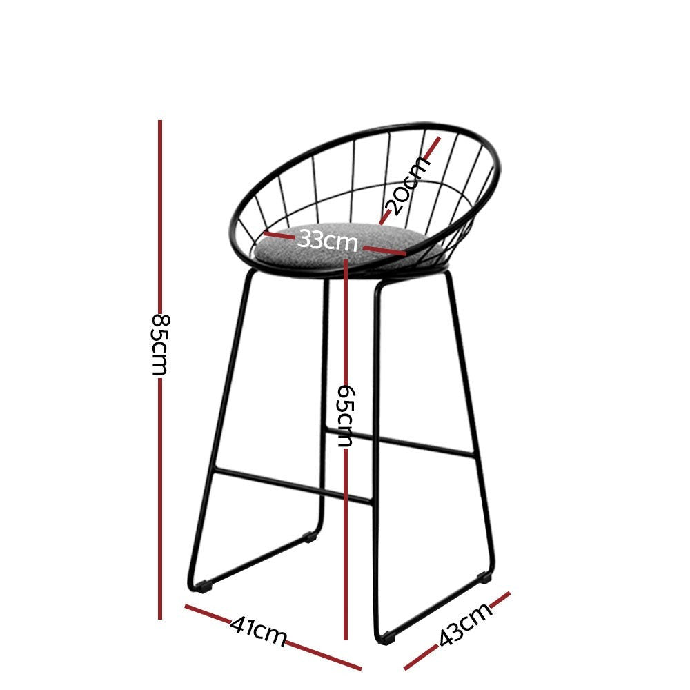 Patterson Lakes black faux linen bar stool with padded seat and steel frame at a kitchen counter