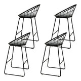 Patterson Lakes black faux linen bar stool with padded seat and steel frame at a kitchen counter