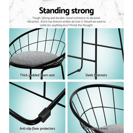 Artiss 4x Modern Black Bar Stools