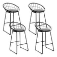 Patterson Lakes black faux linen bar stool with padded seat and steel frame at a kitchen counter