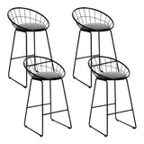 Patterson Lakes black faux linen bar stool with padded seat and steel frame at a kitchen counter