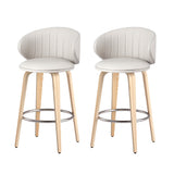 St Andrews Beach beige faux leather padded wooden bar stool in a modern kitchen