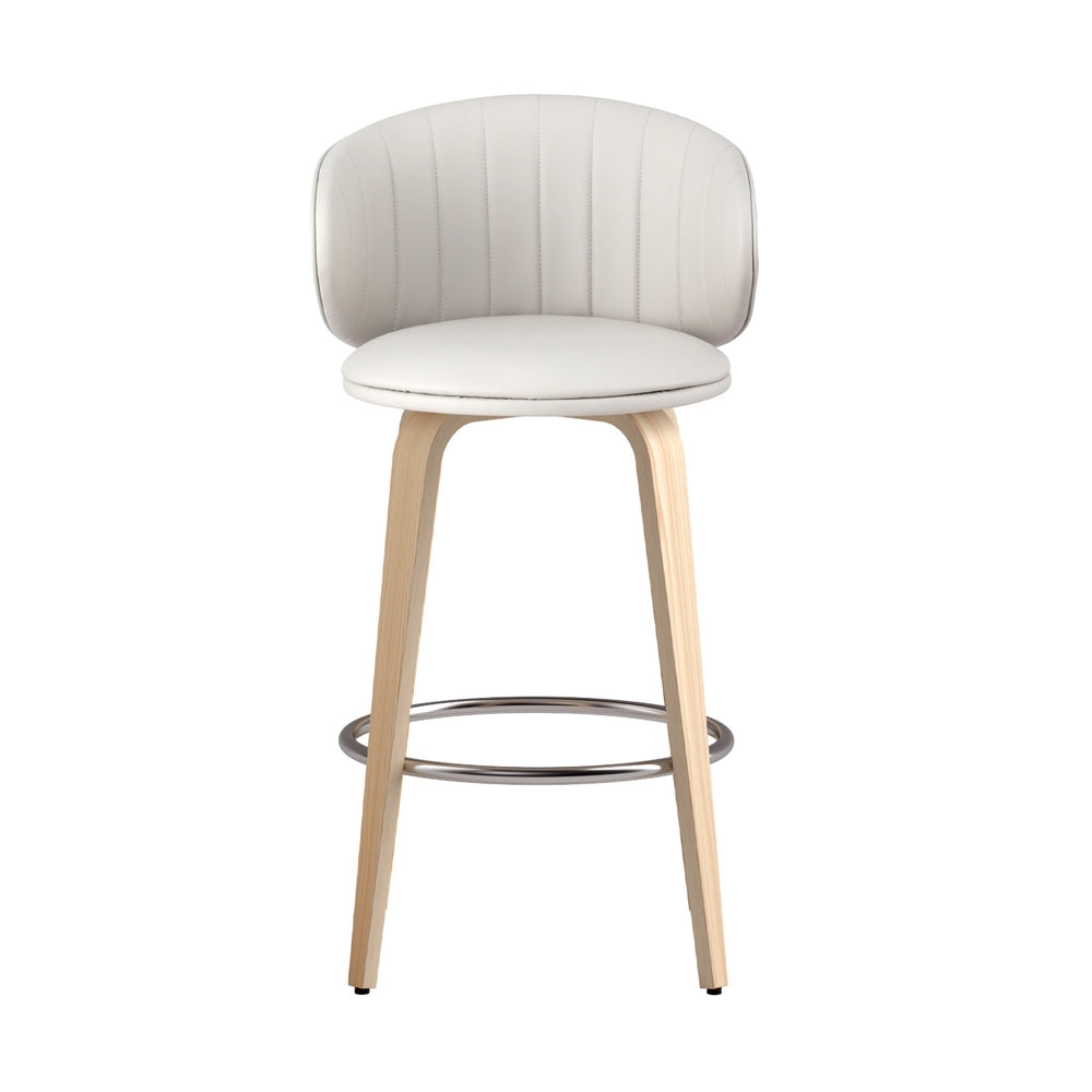 St Andrews Beach beige faux leather padded wooden bar stool in a modern kitchen