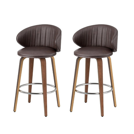 St Andrews Beach brown faux leather padded wooden bar stool in a modern kitchen