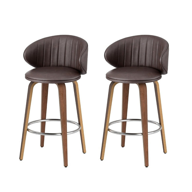 St Andrews Beach brown faux leather padded wooden bar stool in a modern kitchen