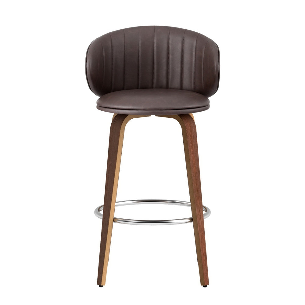 St Andrews Beach brown faux leather padded wooden bar stool in a modern kitchen