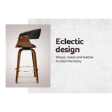 Side profile of Artiss swivel bar stool showing wood and metal frame — Allure Home Collections