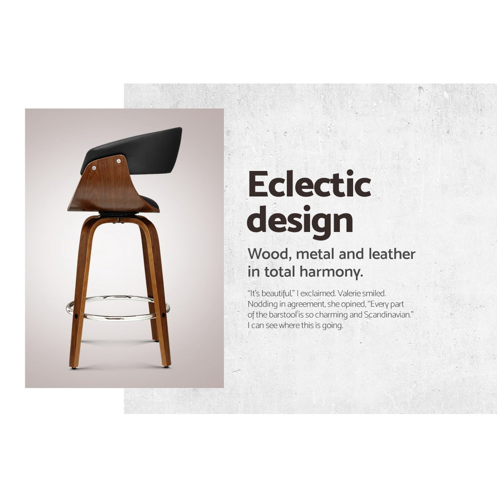Side profile of Artiss swivel bar stool showing plywood frame and swivel — Allure Home Collections