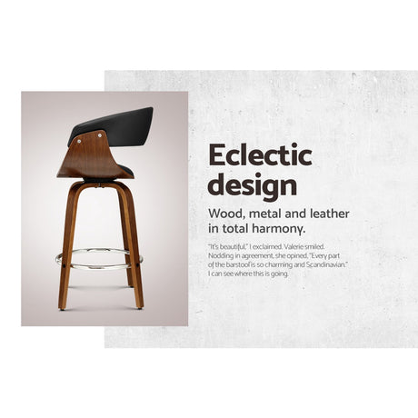 Side profile of Artiss swivel bar stool showing plywood frame and swivel — Allure Home Collections