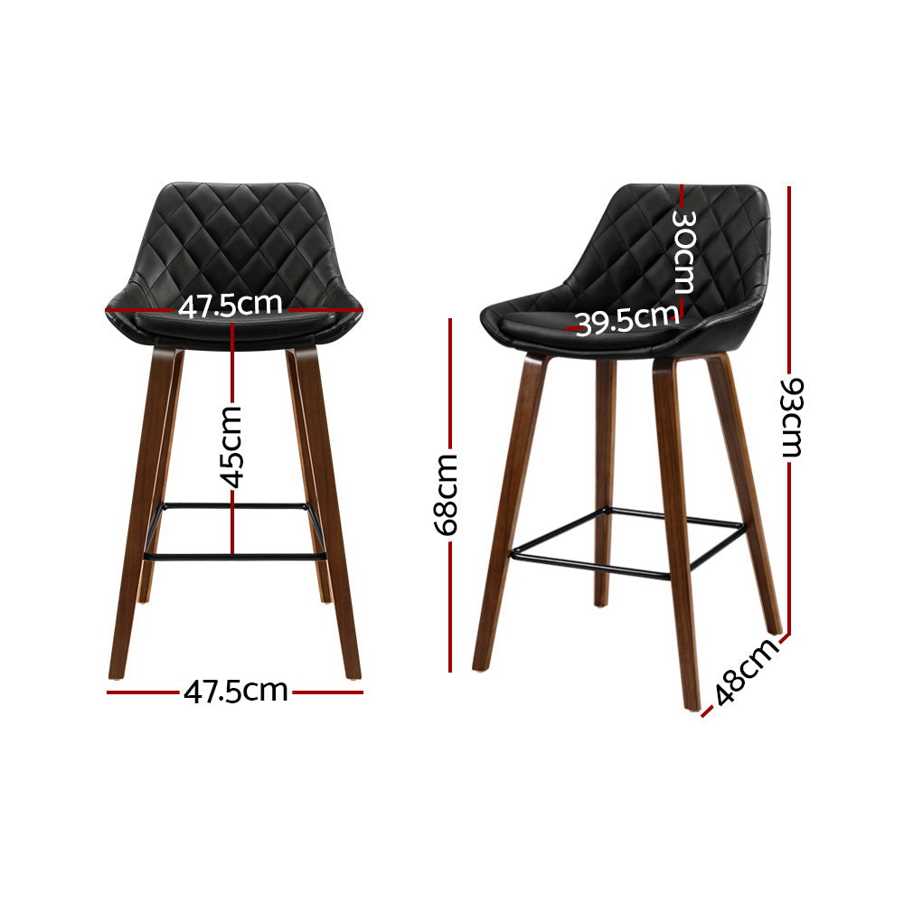 Artiss bar stool solid wood frame and PU leather seat detail — Allure Home Collections