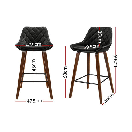 Artiss bar stool solid wood frame and PU leather seat detail — Allure Home Collections