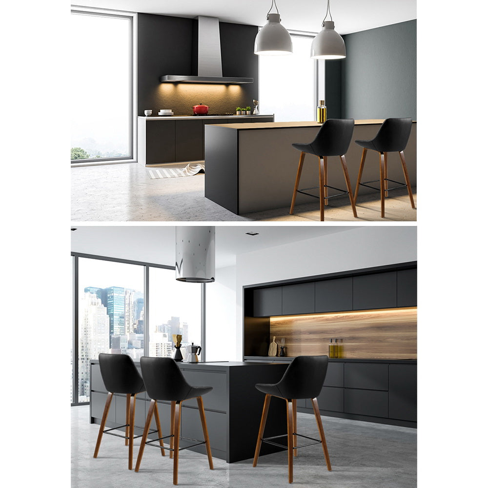 Side profile of Artiss elegant bar stool showing wood and metal construction — Allure Home Collections