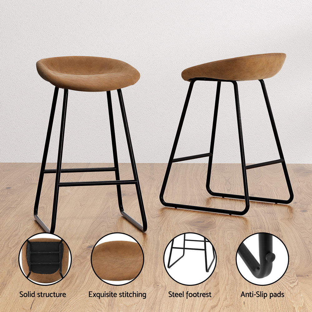 Two Artiss Ludovic brown bar stools at kitchen counter — Allure Home Collections
