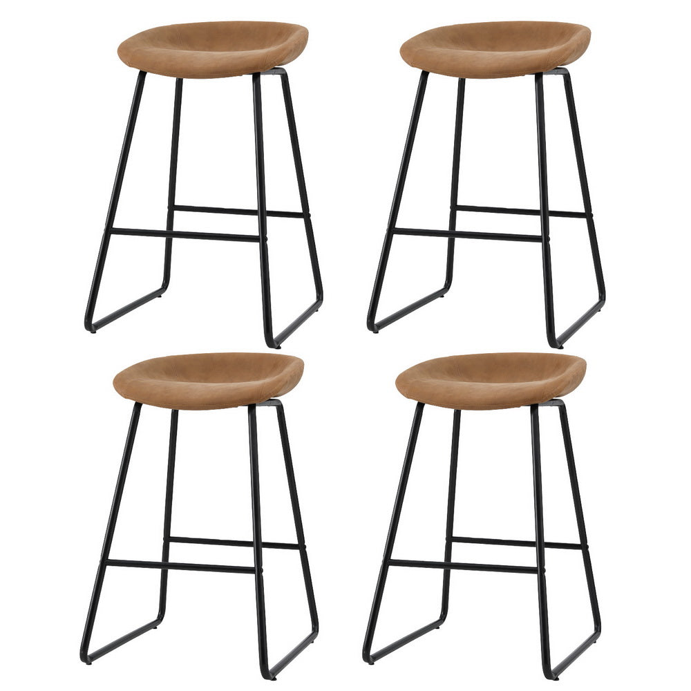 Artiss Ludovic brown PU leather metal bar stools set of 4 — Allure Home Collections