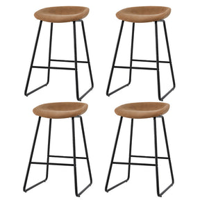 Corinella brown PU leather bar stools set of four with metal legs