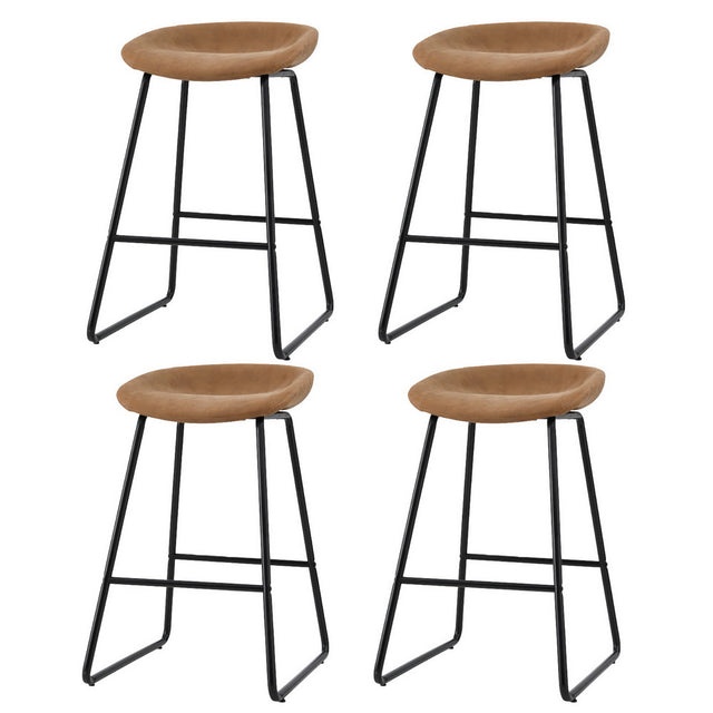 Artiss Ludovic brown PU leather metal bar stools set of 4 — Allure Home Collections