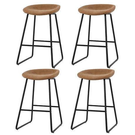 Sullivan Bay brown faux leather padded metal bar stool at a kitchen counter