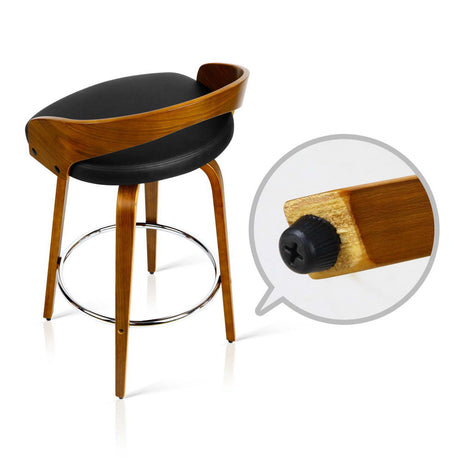 Artiss swivel bar stool PU leather seat close-up — Allure Home Collections