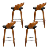 Point King swivel wooden bar stool with black faux leather seat and walnut frame