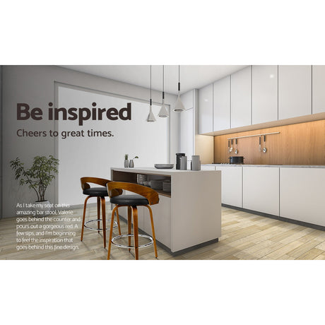 Four Artiss walnut swivel bar stools in contemporary kitchen — Allure Home Collections