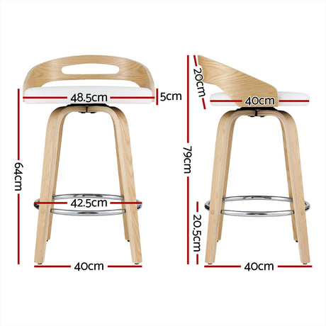 Artiss swivel bar stool PU leather seat and wooden frame detail — Allure Home Collections
