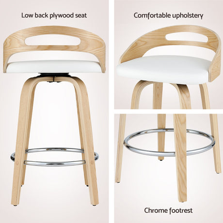 Artiss swivel bar stool PU leather seat close-up — Allure Home Collections