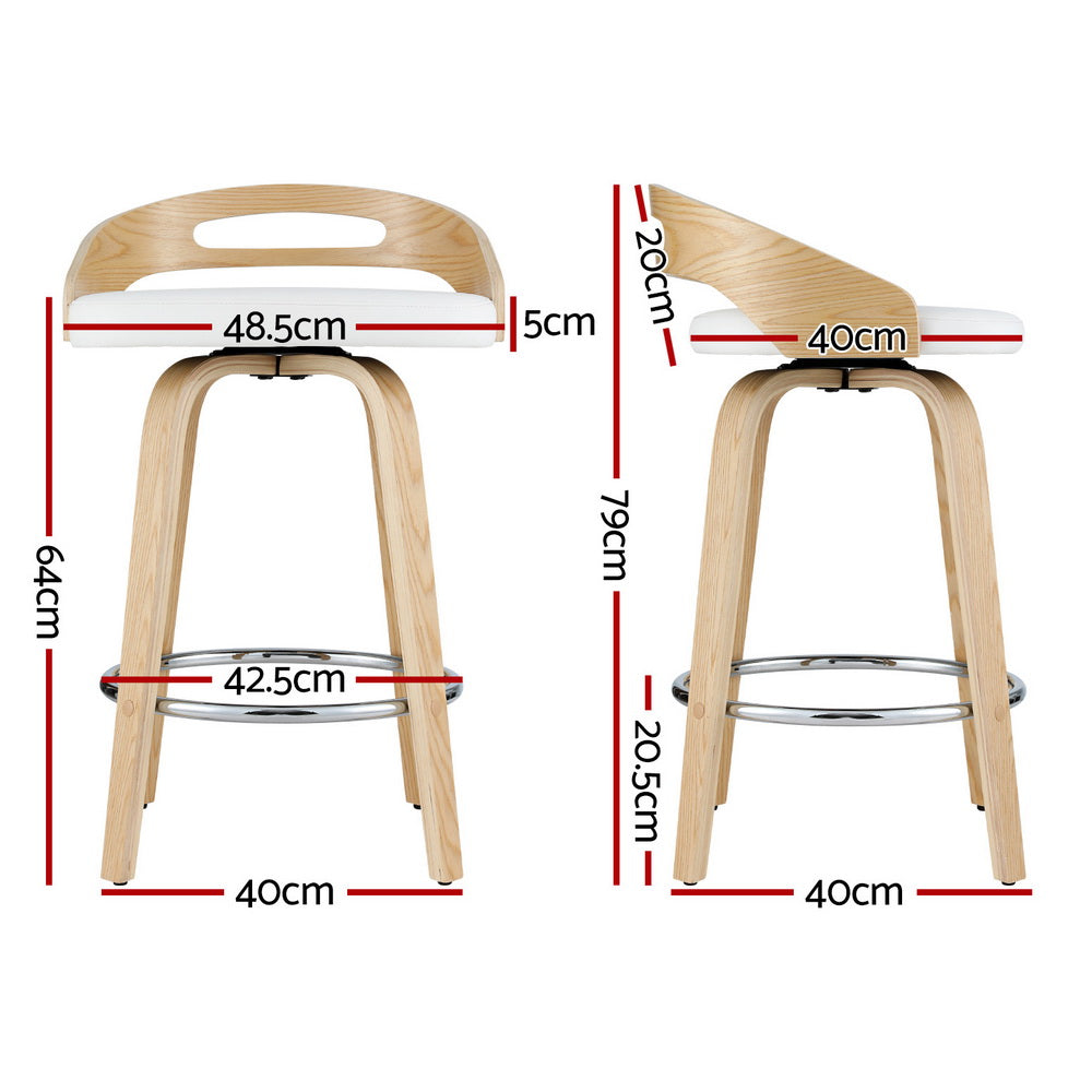 Artiss swivel bar stool PU leather seat and wooden frame detail — Allure Home Collections