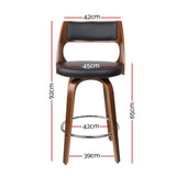 Side profile of Artiss swivel bar stool showing wooden base — Allure Home Collections