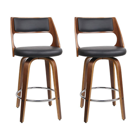 Artiss bar stool plywood frame and faux leather seat detail — Allure Home Collections