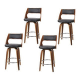 Highett black swivel faux leather bar stool with walnut legs in a modern kitchen