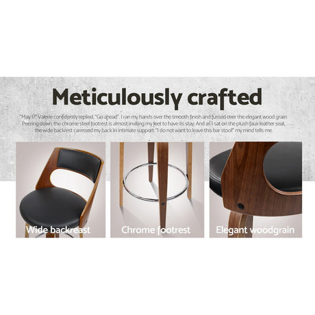Pair of Artiss modern leather bar stools at long kitchen counter — Allure Home Collections