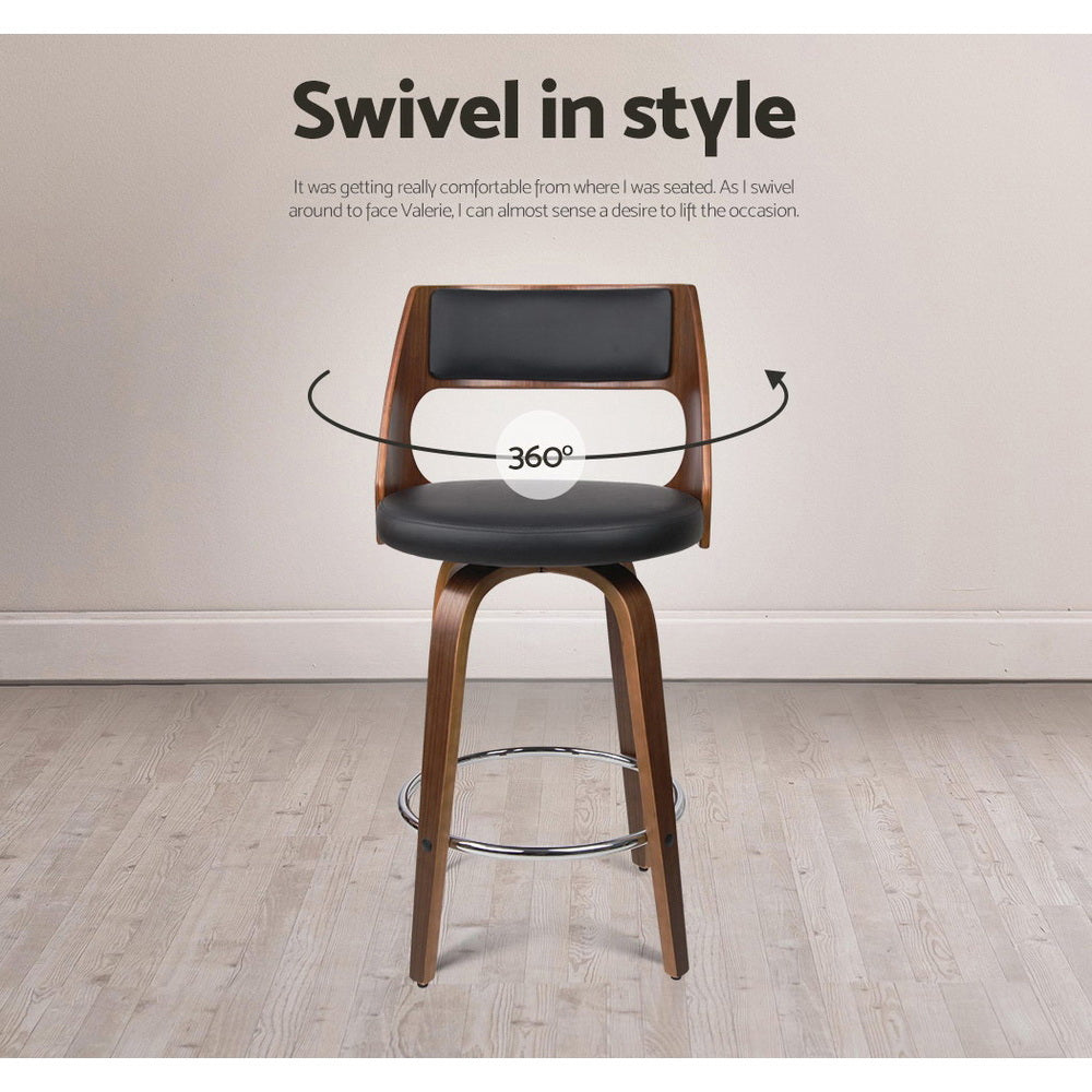 Red Hill Swivel Bar Stool, Black 2pcs