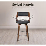 Red Hill Swivel Bar Stool, Black 2pcs